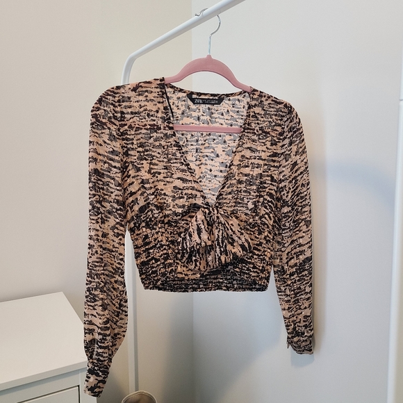 ZARA Animal Print Sheer Top - Picture 2 of 4